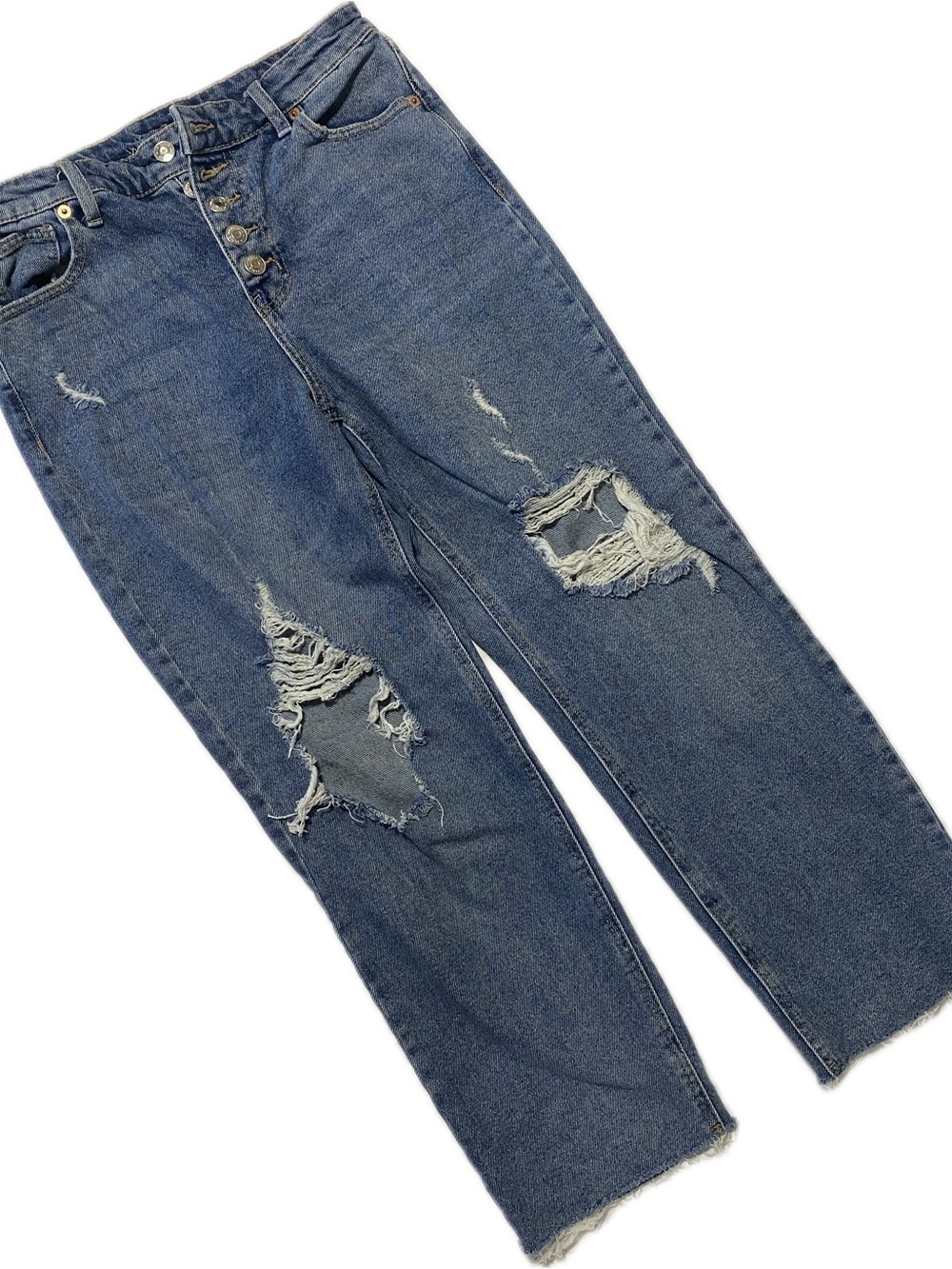 wild fable Distressed Wide-Leg Jeans in Medium Blue
